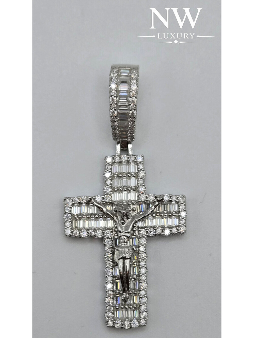 NEW Solid 925 Sterling Silver 6.0CTW MOISSANITE Jesus Cross Crucifix Pendant Ice